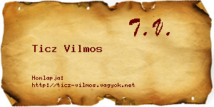 Ticz Vilmos névjegykártya
